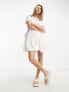 Фото #5 товара Stradivarius linen look tiered shirt mini dress in white