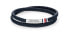 Dark blue leather bracelet with steel clasp 2790549