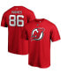 Фото #1 товара Men's Jack Hughes Red New Jersey Devils Authentic Stack Name and Number T-shirt