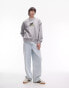 Topman oversized fit sweatshirt with crow print in grey marl