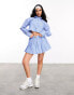 Фото #2 товара ASOS DESIGN Weekend Collective co-ord cropped shirt with woven label in blue stripe