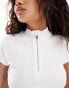 Calvin Klein Jeans rib half zip t-shirt in white