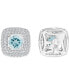 Gemstone & Lab-Grown White Sapphire (5/8 ct. t.w.) Square Halo Birthstone Stud Earrings in Sterling Silver
