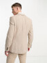 Фото #5 товара ASOS DESIGN wedding skinny suit jacket in linen mix in linen mix in micro texture in brown