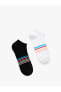 Фото #3 товара 2'li Patik Çorap Seti Şerit Detaylı Çok Renkli