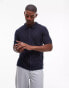 Topman crochet button through shirt in navy