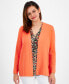 Фото #1 товара Petite Newport Open-Front Long-Sleeve Cardigan