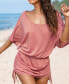 ფოტო #2 პროდუქტის Women's Glitter Drawstring Mini Cover-Up Dress