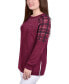 ფოტო #3 პროდუქტის Petite Knit Top with Print Shoulder Insets