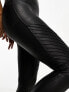 Spanx Petite leather look biker leggings in black