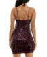 Juniors' Sequin Drape-Hem Bodycon Mini Dress