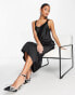 Фото #8 товара ASOS DESIGN scoop neck midi satin slip dress in black