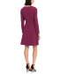 Women's Ruched V-Neck Long-Sleeve Dress