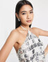 Фото #1 товара ASOS DESIGN embellished sequin and pearl halter top co-ord in silver