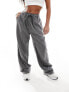 Фото #7 товара In The Style Petite x Perrie Sian wide leg drawstring trouser in grey pinstripe