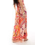 Фото #4 товара River Island co-ord palazzo trouser in orange scarf print