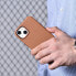 iCarer iCarer Case Leather pokrowiec etui z naturalnej skóry do iPhone 14 brązowy (WMI14220705-BN) (kompatybilne z MagSafe)