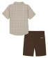 ფოტო #2 პროდუქტის Toddler Boys Plaid Short Sleeve Button-Up Shirt and Twill Shorts, 2 Piece Set