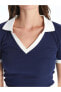 Vision Polo Yaka Düz Kısa Kollu Kadın Tişört