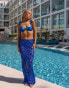 South Beach x Misha Grimes mesh sequin maxi beach skirt in cobalt blue