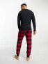 Фото #3 товара Hollister lounge set check flannel jogger and logo long sleeve top in red/black