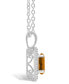 Citrine (1-1/4 ct. t.w.) and Diamond (1/8 ct. t.w.) Halo Pendant Necklace in Sterling Silver