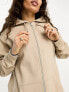 ASOS DESIGN Petite oversized zip through hoodie in taupe