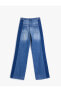 Geniş Paça Kargo Kot Pantolon Yüksek Bel Cepli Çift Renkli - Bianca Wide Leg Jeans