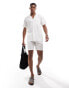 Southbeach beach linen look shirt co-ord in white