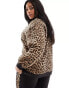 Threadbare Plus Ski printed sweater in leopard