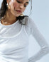 Фото #3 товара ASOS DESIGN tank overlay onion skin long sleeve top in white