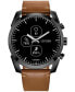 Men's CZ Smart Hybrid Sport Brown Leather Strap Smart Watch 43mm