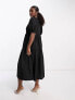 Фото #2 товара Nobody's Child Rochelle puff sleeve smock midi dress in black