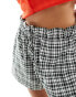 ASOS DESIGN Petite short with ruffle detail in mono gingham