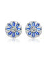 Sterling Silver Baguette and Round Cubic Zirconia Stud Earrings