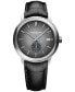 ფოტო #1 პროდუქტის Men's Swiss Automatic Maestro Small Seconds Black Leather Strap Watch 40mm