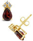 ფოტო #1 პროდუქტის Garnet (1-3/4 ct.t.w) and Diamond (1/8 ct.t.w) Stud Earrings in 14K Yellow Gold