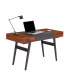 Writing Desk - Dual Side & Pull-Out Front Drawer - Coated Steel Frame - Mahogany