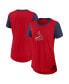 ფოტო #1 პროდუქტის Women's Red St. Louis Cardinals Hipster Swoosh Cinched Tri-Blend Performance Fashion T-shirt