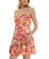 Фото #2 товара Juniors' V-Neck Printed Strappy Fit & Flare Dress