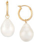 ფოტო #1 პროდუქტის Cultured Freshwater Baroque Pearl (12mm) Dangle Hoop Earrings in 14k Gold