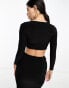 Фото #2 товара Fashionkilla sculpted knot front crop top co-ord in black