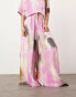 ASOS EDITION super wide leg drawstring waist co-ord in bold watercolour