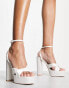 Be Mine Margot platform heeled sandals in ivory satin US 11 - фото #2