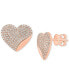 ფოტო #1 პროდუქტის EFFY® Diamond Pavé Heart Stud Earrings (5/8 ct. t.w.) in 14k Rose Gold