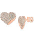 Фото #1 товара EFFY® Diamond Pavé Heart Stud Earrings (5/8 ct. t.w.) in 14k Rose Gold