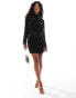 Фото #2 товара YAS velvet mini dress in black - BLACK