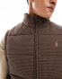 Polo Ralph Lauren icon logo quilt dogtooth printed jersey gilet in brown marl