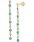ფოტო #1 პროდუქტის EFFY® Turquoise & Diamond (1/4 ct. t.w.) Linear Drop Earrings in 14k Gold