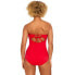 Time and Tru Women’s and Plus Bandeau Twist Front One Piece Swimsuit Small Red